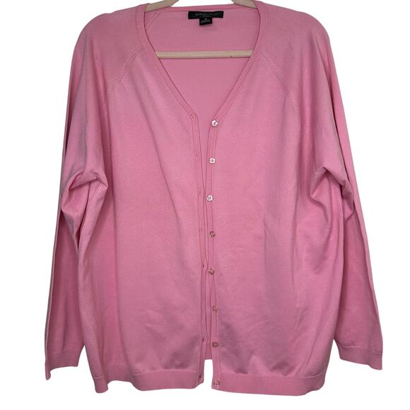3X August Silk Bubblegum Pink Silk Blend Cardigan Sweater Y2K Preppy Luxury Soft - Picture 1 of 6